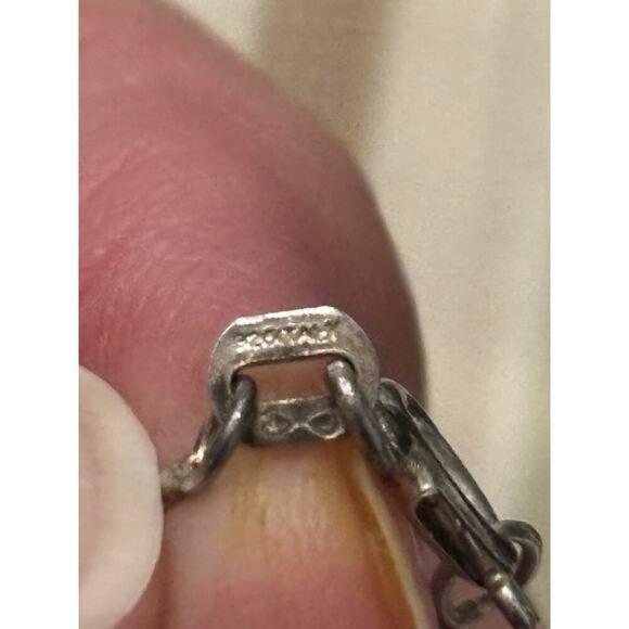 Sterling Silver Scroll Cross Pendant With Faux Pink Coral 25” Italian Box Chain - Picture 7 of 7